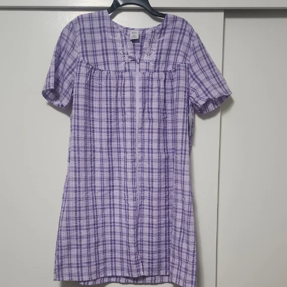 Croft & Barrow Lavender Plaid Mumu - Picture 3 of 9